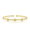 14K Yellow Gold Bujukan Bead Split Cuff Bracelet with Flower Stations