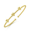 14K Yellow Gold Bujukan Bead Split Cuff Bracelet with Flower Stations