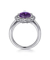 925 Sterling Silver Amethyst Bujukan Pear Shape Ring With Pattern