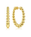 14K Yellow Plain Gold 20mm Beaded Round Hoop Earrings