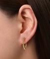 14K Yellow Plain Gold 20mm Beaded Round Hoop Earrings