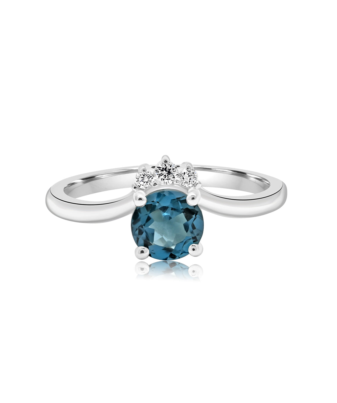 925 Sterling Silver London Blue Topaz and Diamond Ring