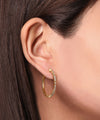 Vintage Inspired 14K Yellow Gold 30mm Classic Diamond Hoop Earrings