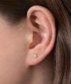 14K Yellow Gold Bezel Set White Sapphire Stud Earrings
