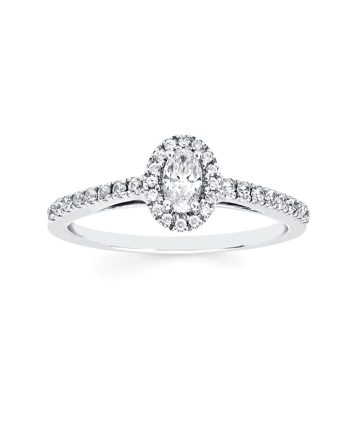 Ostbye - 14K White Gold Diamond Diamond Halo Bridal Ring