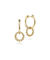 14K Yellow Gold Huggies with Beaded Circle Drops