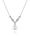 14K White Gold Cultured Pearl and Diamond Accent Necklace