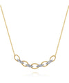 14K Yellow-White Gold Twisted Rope Oval Link Necklace with Diamond Connectors