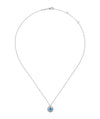 14K White Gold Round Blue Topaz and Twisted Rope Pendant Necklace