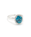 18K White Gold Diamond and Blue Zircon Ring