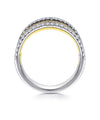 14K Yellow-White Gold Layered Wide Band Diamond Ring