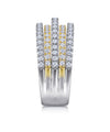 14K Yellow-White Gold Layered Wide Band Diamond Ring