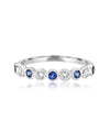 14K White Gold Lab Diamond and Lab Sapphire Bezel Band Ring