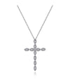 14K White Gold Segmented Diamond Cross Necklace