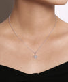 14K White Gold Diamond Starburst Pendant Necklace