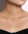 14K White Gold Diamond Curved Bar Necklace