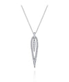 14K White Gold Open Teardrop Diamond Pendant Necklace