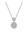 14K White Gold Double Diamond Disc Pendant Necklace