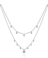 14k White Gold Layered Diamond Charm Drop Necklace