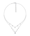 14k White Gold Layered Diamond Charm Drop Necklace