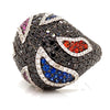 Solid 18K White Gold Multi Sapphire & Genuine Diamond Ring By Siera 18.5g  -  Estate Jewelry