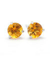 14K White Gold and Silver 5mm Citrine Studs