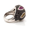 Solid 18K White Gold Multi Sapphire & Genuine Diamond Ring By Siera 18.5g  -  Estate Jewelry