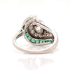 Pure Platinum Antique Diamond & Emerald Ring 5.9 grams size 5.25  -  Estate Jewelry