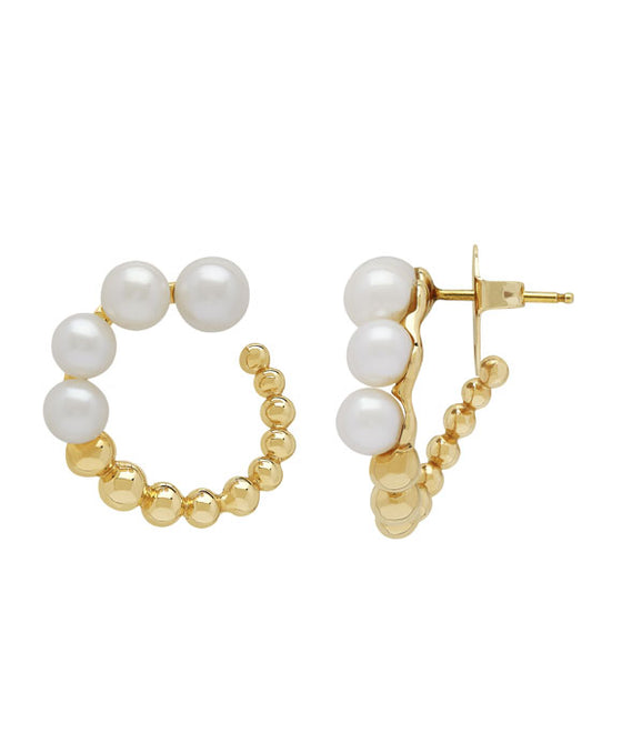 Honora 14K Yellow Gold Pearl Hoop Earrings
