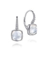 Sterling Silver Rock Crystal White Mother of Pearl Leverback Earrings
