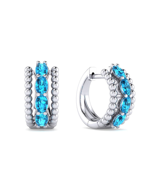 925 Sterling Silver Swiss Blue Topaz Earrings