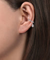 14K White Gold Single Diamond Ear Cuff with Teardrop Charm