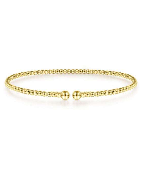 Split 14K Yellow Gold Beaded Bujukan Bangle