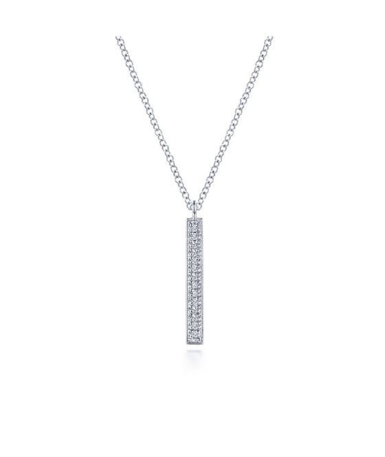 14K White Gold Diamond Drop Pendant Necklace