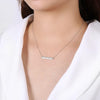 14K White Gold Diamond Pavé Bar Necklace