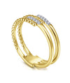 14K Yellow Gold Beaded Interlocking Diamond Ring