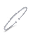 14K White Gold Bujukan Bead Cuff Bracelet with Diamond Pave Stations