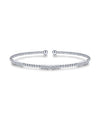 14K White Gold Bujukan Bead Cuff Bracelet with Diamond Pave Stations