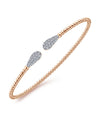 14K Rose Gold Bujukan Bead Cuff Bracelet with Diamond Pave Teardrops
