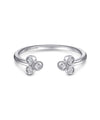 14K White Gold Split Ring with Bezel Set Triple Diamond Clusters