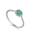 14K White Gold Emerald Diamond Halo Promise Ring