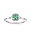 14K White Gold Emerald Diamond Halo Promise Ring