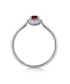14K White Gold Garnet Diamond Halo Promise Ring