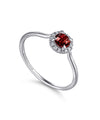 14K White Gold Garnet Diamond Halo Promise Ring