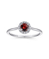 14K White Gold Garnet Diamond Halo Promise Ring