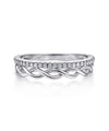 14K White Gold Braided Metal and Diamond Row Ring