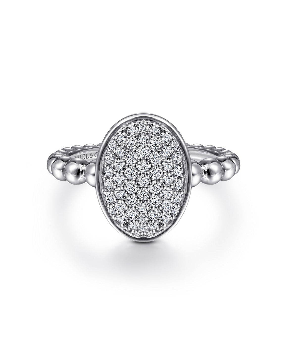925 Sterling Silver Oval Ring with White Sapphire Pave