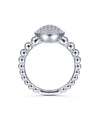 925 Sterling Silver Oval Ring with White Sapphire Pave