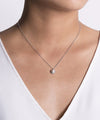 14K White Gold Cultured Pearl and Diamond Halo Pendant Necklace