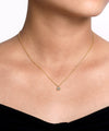 14K Yellow Gold Round Bezel Set White Sapphire Pendant Necklace